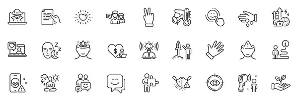 Icons Pack Als Unterstützung Herz Und Betrug Zeilensymbole Für App — Stockvektor