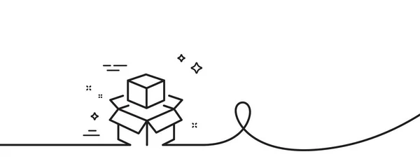 Kastenzeilen Symbol Kontinuierlich Eine Linie Mit Locke Lieferung Paketschild Verpackungskartons — Stockvektor