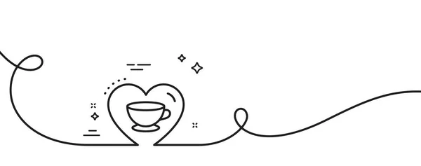 爱咖啡线图标 连续一行与卷曲 热卡布奇诺杯标志 心脏与杯子的符号 爱咖啡单轮廓丝带 循环曲线模式 — 图库矢量图片