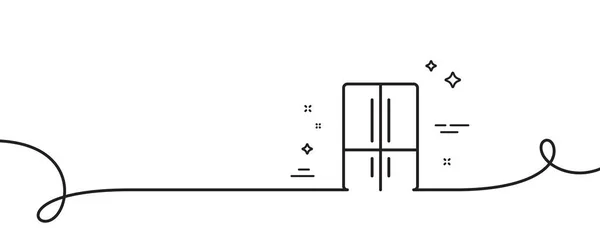 Kylskåpsikonen Med Två Kammare Kontinuerlig Linje Med Curl Kylskåpsskylt Fryslagringssymbol — Stock vektor