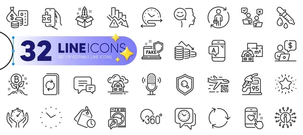 Outline Set Inspect Bitcoin Project Business Person Line Icons Web — Stock Vector