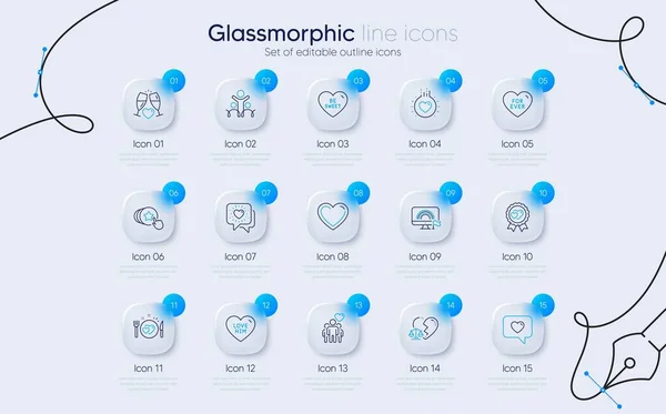 Set Heart Inclusion Friends Chat Line Icons Web App Love — Stock Vector
