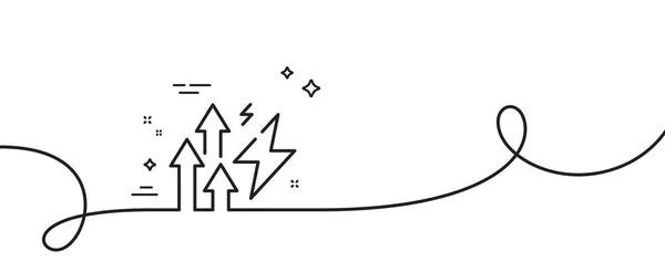 エネルギーインフレ線のアイコン カール付きの連続1行 トレンドサインをパワーアップ 消費成長の象徴です エネルギーインフレシングルアウトラインリボン ループカーブパターン ベクトル — ストックベクタ
