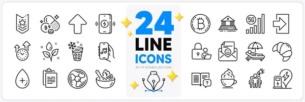 Icons Set Smile Lock Salad Line Icons Pack App Instruction — Stock Vector