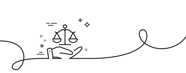 Значок Лінії Правосуддя Безперервна Одна Лінія Завитком Знак Шкали Суджень — стоковий вектор