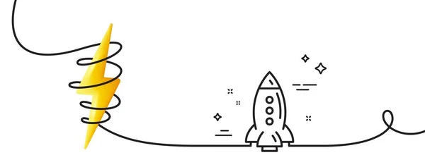 Roket Hattı Ikonu Kıvrımlı Tek Bir Çizgi Uzay Gemisi Taşıma — Stok Vektör