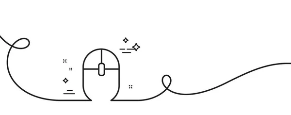 电脑鼠标图标 连续一行与卷曲 网上冲浪装置标志 Pc设备符号 鼠标单一轮廓带 循环曲线模式 — 图库矢量图片