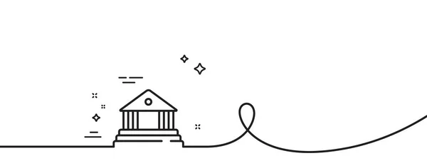 裁判所の建物のアイコン カール付きの連続1行 司法標識の管理 判決法のシンボル 裁判所は 単一のアウトラインリボンを構築 ループカーブパターン ベクトル — ストックベクタ