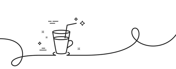 Kaffee Oder Cocktailzeilen Symbol Kontinuierlich Eine Linie Mit Locke Zeichen — Stockvektor