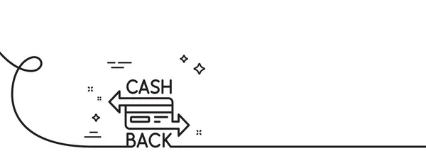 クレジットカードのラインアイコン カール付きの連続1行 銀行決済カードのサイン キャッシュバックサービスのシンボル キャッシュバックカードシングルアウトラインリボン ループカーブパターン ベクトル — ストックベクタ