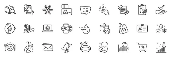 Icons Pack Als Entwicklungsplan Mail Und Bratpfanne Linie Symbole Für — Stockvektor