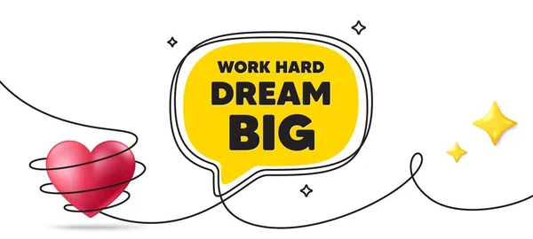 Work Hard Dream Big Motivation Quote Continuous Line Art Banner — Stock Vector