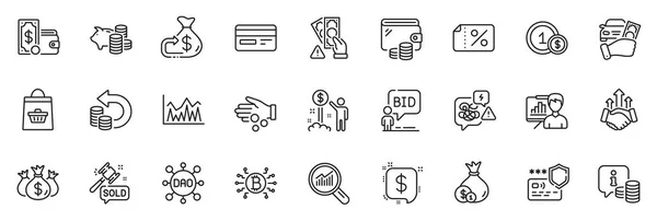 Icons Pack Wallet Money Wallet Income Money Line Icons App — Stock Vector