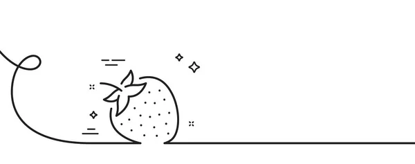 ストロベリーラインのアイコン カール付きの連続1行 果物の看板 食事の栄養記号 ストロベリーシングルアウトラインリボン ループカーブパターン ベクトル — ストックベクタ