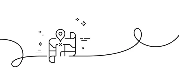 地図の線のアイコン カール付きの連続1行 道路交通標識 旅のルートの距離のシンボル 単一のアウトラインリボンをマップします ループカーブパターン ベクトル — ストックベクタ
