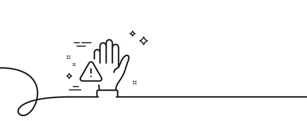Liniensymbol Nicht Berühren Kontinuierlich Eine Linie Mit Locke Handwarnzeichen Hygiene — Stockvektor