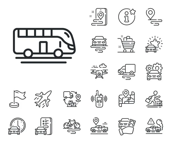 Verkehrszeichen Flugzeug Lieferkette Und Ort Umreißen Die Symbole Bus Tour — Stockvektor