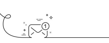 Yeni ileti satırı simgesi. Kıvrımlı tek bir çizgi. Posta zarfı işareti. E-posta mektup sembolü. Yeni mesaj tek ana hatlı kurdele. Döngü eğrisi modeli. Vektör