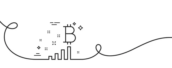 Bitcoin Graphenzeilen Symbol Kontinuierlich Eine Linie Mit Locke Kryptowährungsanalysen Unterzeichnen — Stockvektor