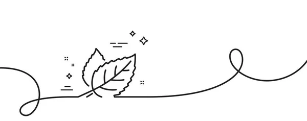 Verlässt Das Zeilensymbol Kontinuierlich Eine Linie Mit Locke Naturpflanzenblatt Zeichen — Stockvektor