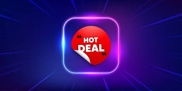 Het Deal Klistermärke Neon Light Frame Erbjuder Banner Rabatterad Försäljning — Stock vektor