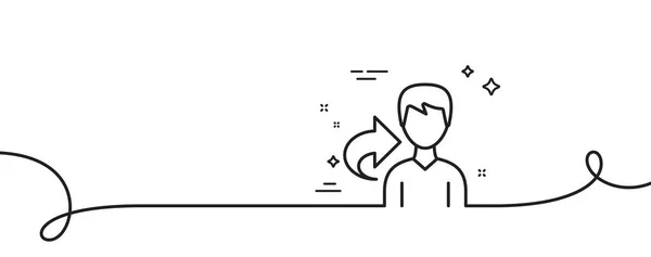 共享引用行图标 连续一行与卷曲 用户或商人签名 男性轮廓符号 分享单一的轮廓带 循环曲线模式 — 图库矢量图片