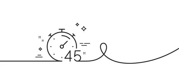 时间45分钟线图标 连续一行与卷曲 停止观看时间标志 倒计时的标志 较短的单一轮廓带 循环曲线模式 — 图库矢量图片