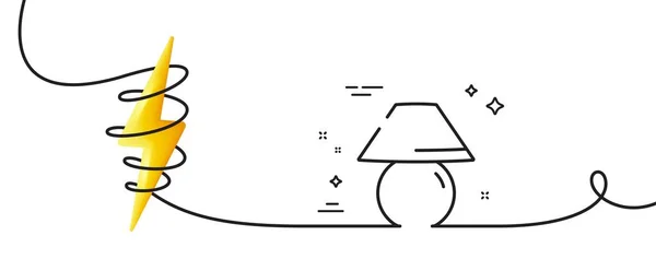 Ikona Lampy Stołowej Ciągła Linia Lokami Znak Świetlny Przy Łóżku — Wektor stockowy