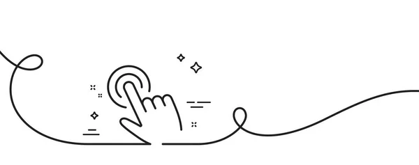 Значок Курсора Непрерывная Одна Линия Кудряшками Нажмите Значок Действия Символ — стоковый вектор