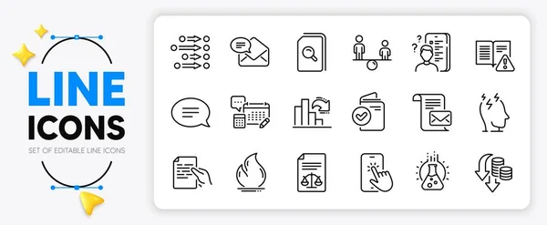 Instruction Manual Chat Equity Line Icons Set App Include New — Stock Vector