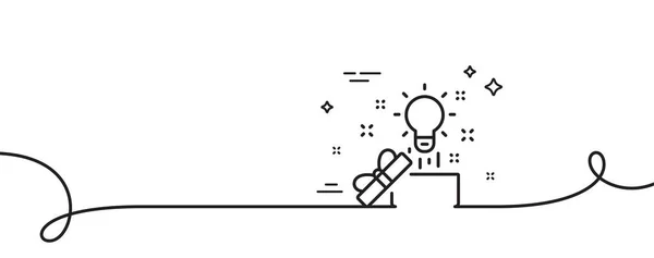 ボックスラインのアイコンの外 カール付きの連続1行 創造性のサイン アイデア記号付きのギフトボックス クリエイティブアイデアシングルアウトラインリボン ループカーブパターン ベクトル — ストックベクタ