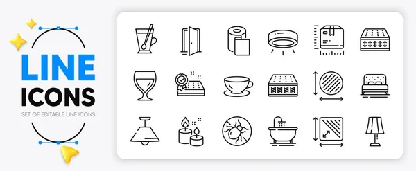 Aroma Candle Package Size Tea Mug Line Icons Set App — Stock Vector