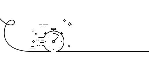 タイマーラインアイコン カール付きの連続1行 時間管理記号 ストップウォッチのシンボル タイマーシングルアウトラインリボン ループカーブパターン ベクトル — ストックベクタ