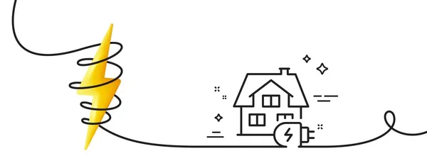 Ícone Linha Carregamento Casa Contínua Uma Linha Com Ondulação Casa —  Vetores de Stock