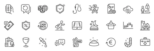 Icons Pack Building Businessman Run Hook Line Icons App Include — Stockvektor