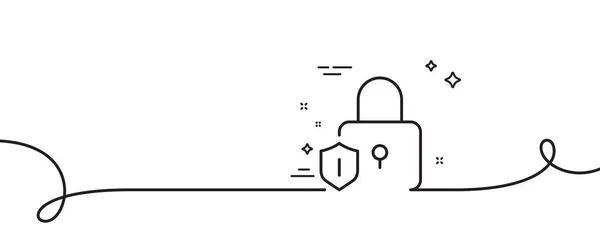 Εικονίδιο Γραμμής Κλειδώματος Συνεχής Μία Γραμμή Μπούκλα Σήμα Προστασίας Ασπίδα — Διανυσματικό Αρχείο