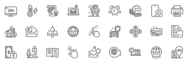 Icons Pack Electricity Power Card Global Engineering Line Icons App — Stockvektor