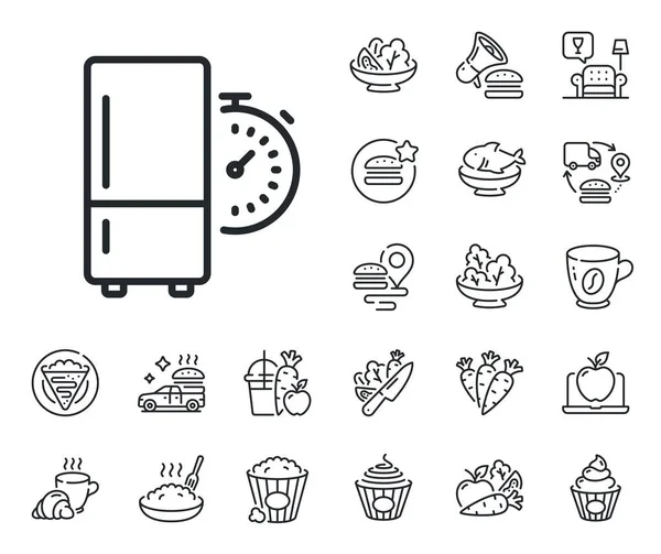 Знак Часу Холодильника Креп Солодкий Попкорн Салат Накреслюють Значки Піктограма — стоковий вектор