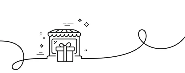 礼品店的图标 连续一行与卷曲 纪念品市场的标志 零售市场的标志 礼品店的单一轮廓丝带 循环曲线模式 — 图库矢量图片