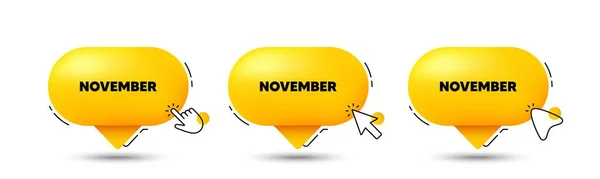 November Maand Icoon Klik Hier Knoppen Evenementenschema Nov Date Ontmoeting — Stockvector