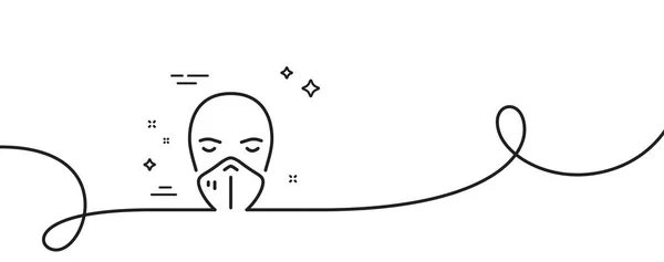 Icône Ligne Masque Médical Continu Une Ligne Avec Boucle Signe — Image vectorielle