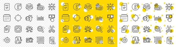 Outline Chemistry Lab Checked File Algorithm Line Icons Pack Web — Vettoriale Stock