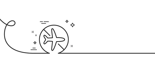 飞行模式线图标 连续一行与卷曲 飞机模式标志 将设备脱机符号打开 飞行模式单一轮廓带 循环曲线模式 — 图库矢量图片