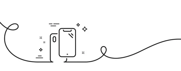 Akıllı Telefon Hattı Simgesi Kıvrımlı Tek Bir Çizgi Telefon Kapağı — Stok Vektör