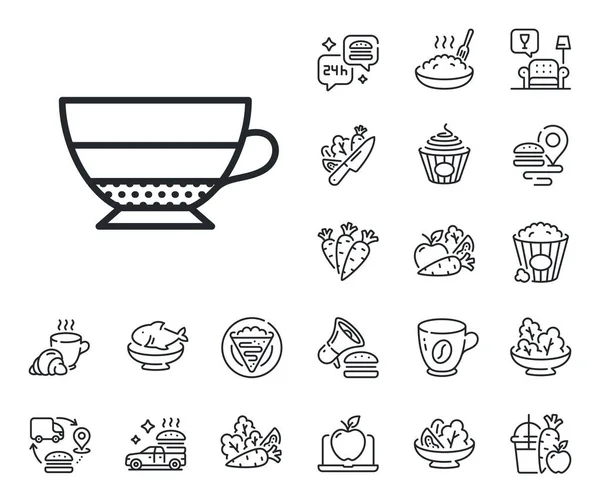 Hot Drink Sign Crepe Sweet Popcorn Salad Outline Icons Americano — Stock Vector