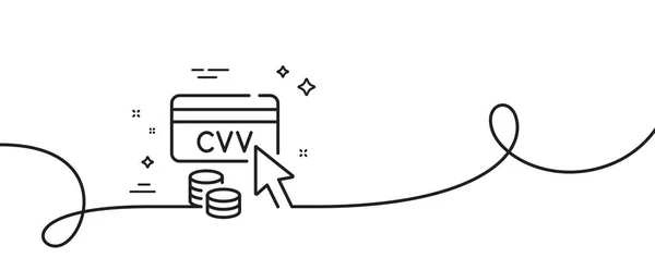Icono Línea Código Cvv Continuo Una Línea Con Rizo Signo — Vector de stock