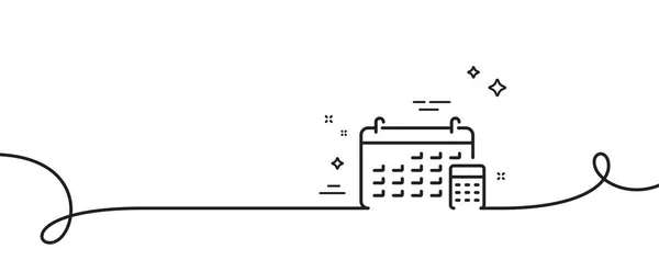 Calendrier Avec Icône Ligne Calculatrice Continu Une Ligne Avec Boucle — Image vectorielle