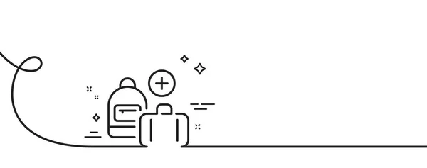 Значок Ручної Поклажі Безперервна Одна Лінія Завитком Додати Знак Дорожньої — стоковий вектор