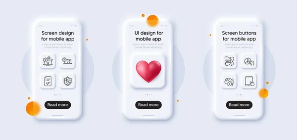Spanner Çevrimiçi Test Tam Dönüş Çizgisi Simgeleri Paketi Kalpli Telefon — Stok Vektör