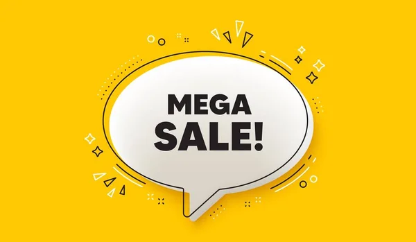 Mega Sale Tag Bublina Žlutý Prapor Speciální Nabídková Cena Symbol — Stockový vektor